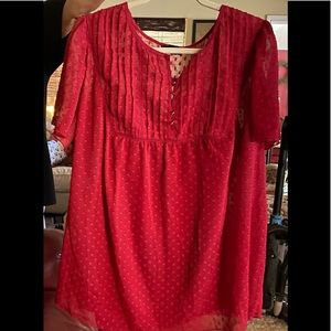 Cute casual red blouse with under shite.